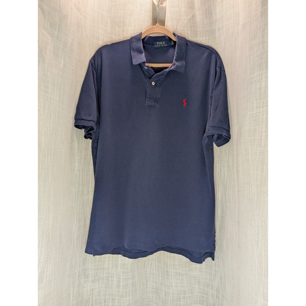 Vintage Polo Ralph Lauren Shirt Men's Large Blue Short Sleeve Pony Logo